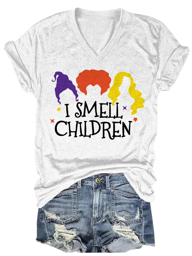 Women's Casual I Smell Children Print Short Sleeve T-Shirt
