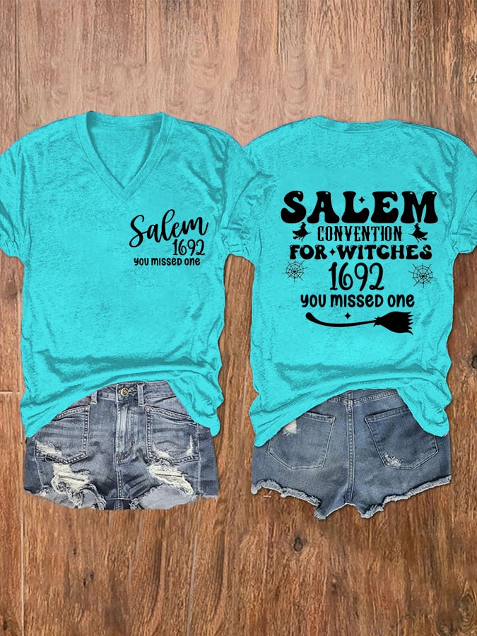Women's Salem 1692 They Missed One Print V-Neck T-Shirt