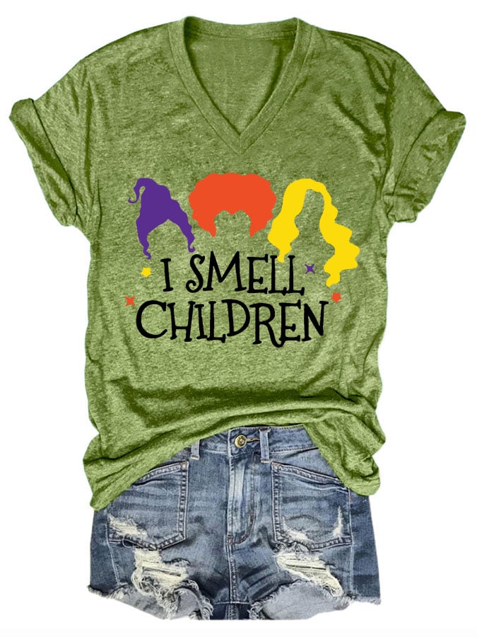 Women's Casual I Smell Children Print Short Sleeve T-Shirt