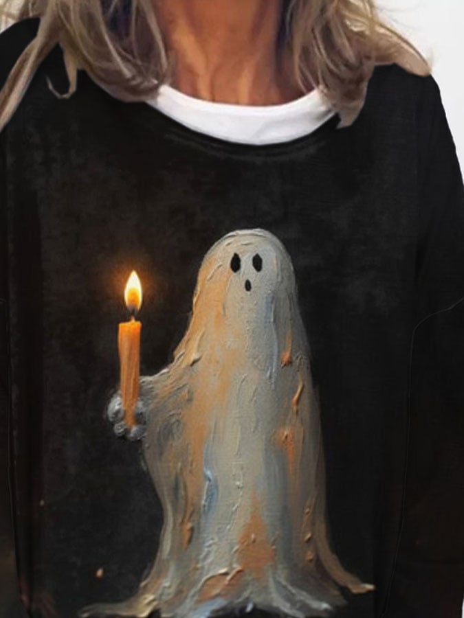Ghost Painting Candle Print Sweatshirt