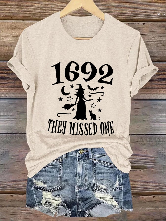 Women's 1692 They Missed One Salem Witch Halloween Casual Tee