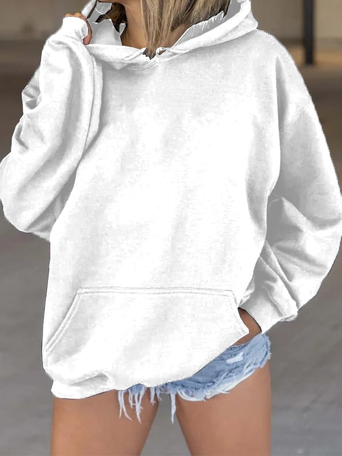 Women's Solid Color Long Sleeve Pocket Casual Hoodie