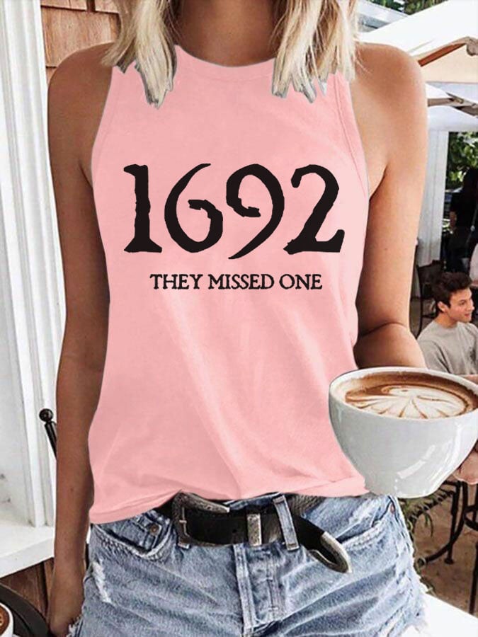 Women's 1692 They Missed One Salem Witch Print Sleeveless T-Shirt
