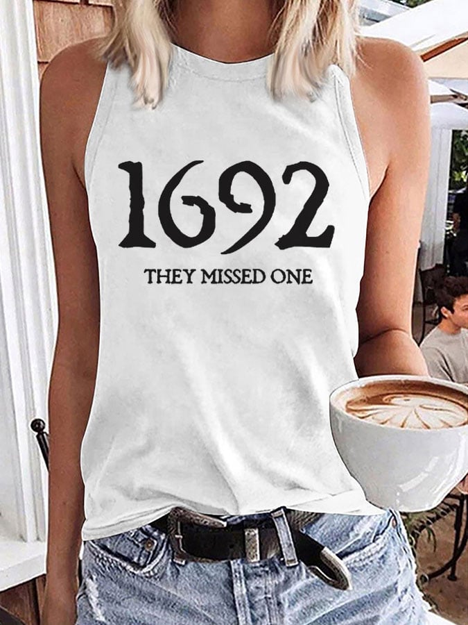 Women's 1692 They Missed One Salem Witch Print Sleeveless T-Shirt