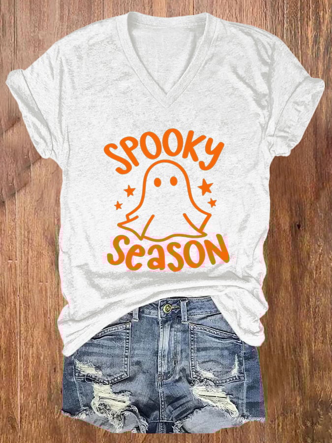 Women's Spooky Season Print Casual T-Shirt