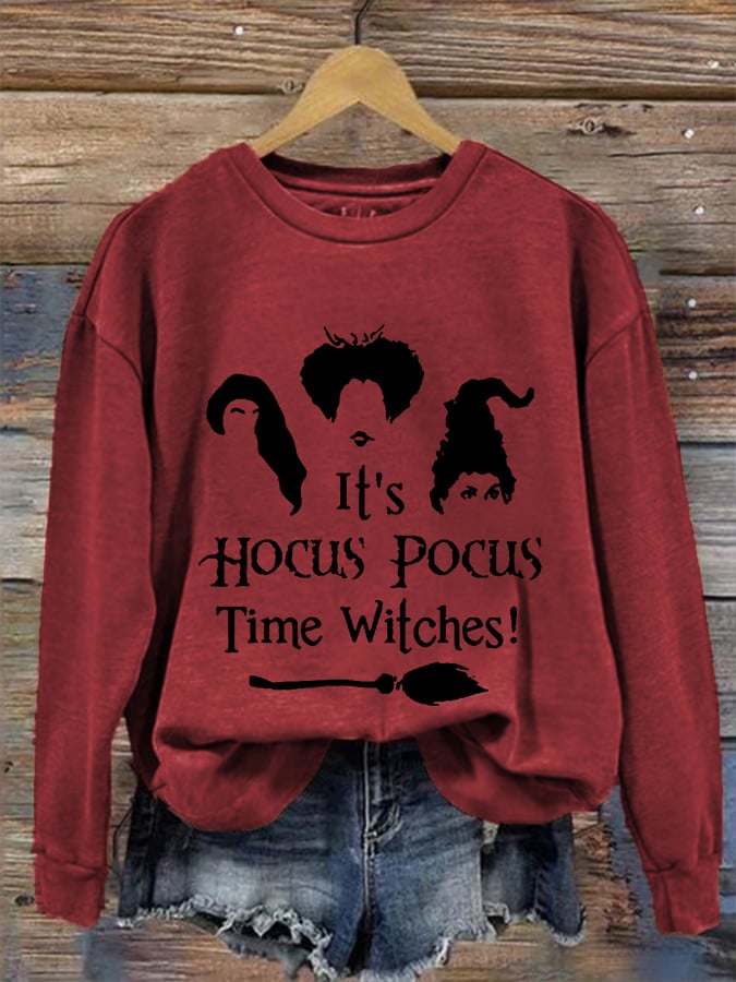 Women's It's Hocus Pocus Time Witches Halloween Casual Sweatshirt