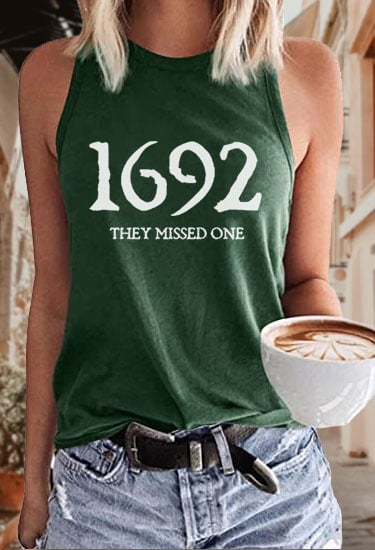 Women's 1692 They Missed One Salem Witch Print Sleeveless T-Shirt