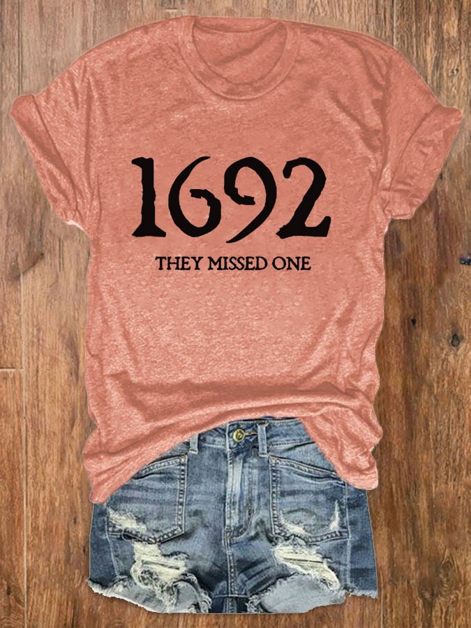 Women's 1692 They Missed One Salem Witch Print Crew Neck T-Shirt