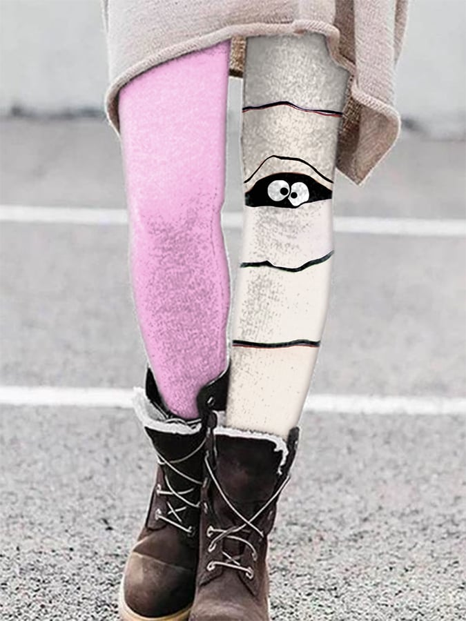 Fashion Halloween Peek Monster Print Leggings