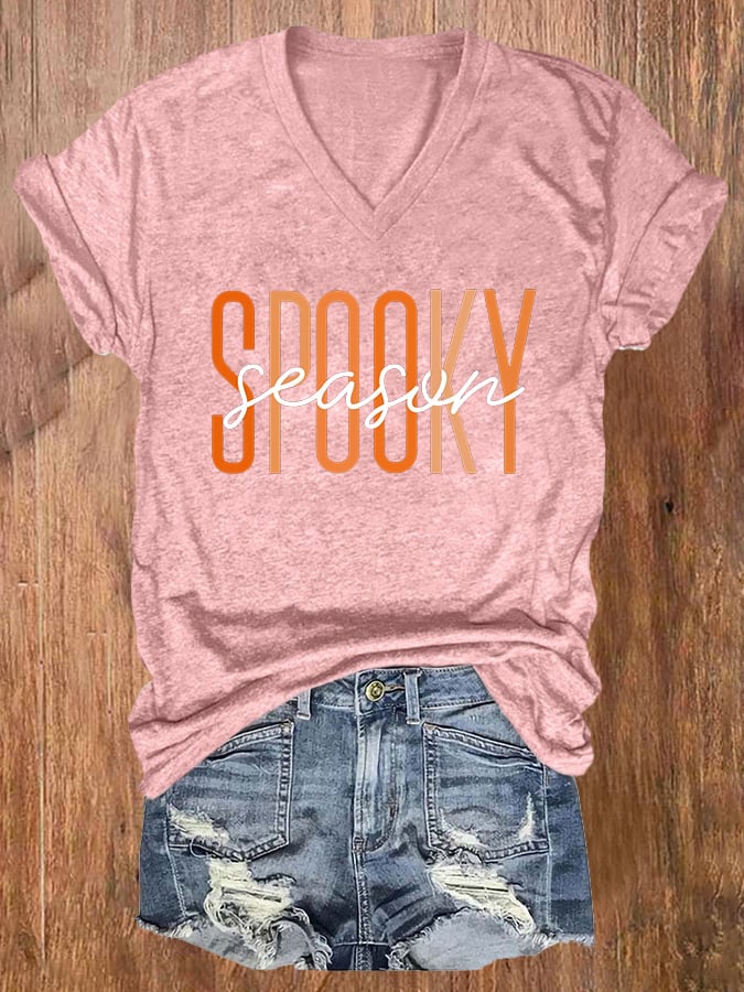 Women's Spooky Season Print Casual T-Shirt