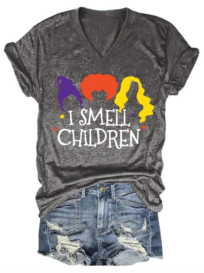 Women's Casual I Smell Children Print Short Sleeve T-Shirt
