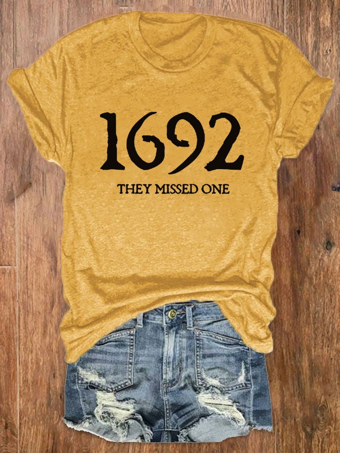 Women's 1692 They Missed One Salem Witch Print Crew Neck T-Shirt