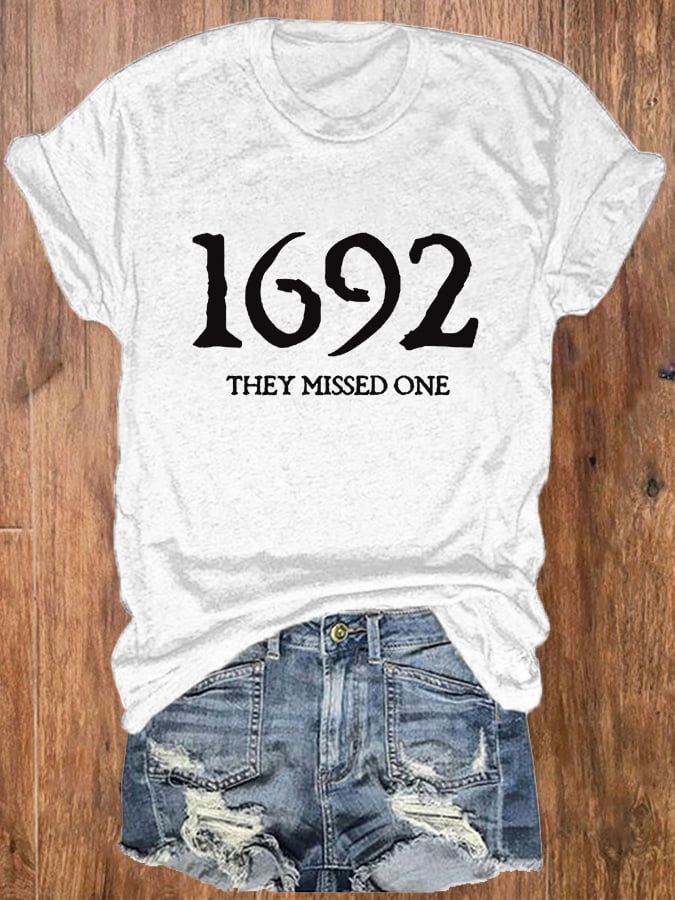 Women's 1692 They Missed One Salem Witch Print Crew Neck T-Shirt