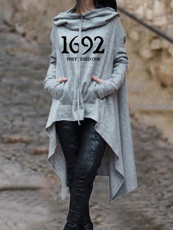 Women's 1692 They Missed One Salem Witch Print Cape Hoodie