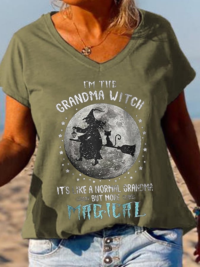 I'm The Grandma Witch Print Short Sleeve T-Shirt