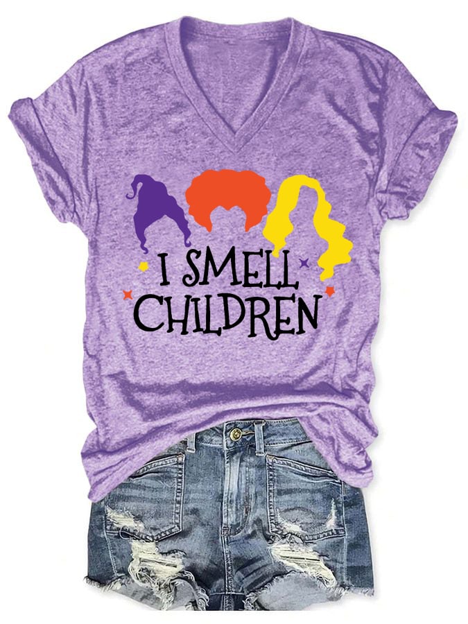 Women's Casual I Smell Children Print Short Sleeve T-Shirt