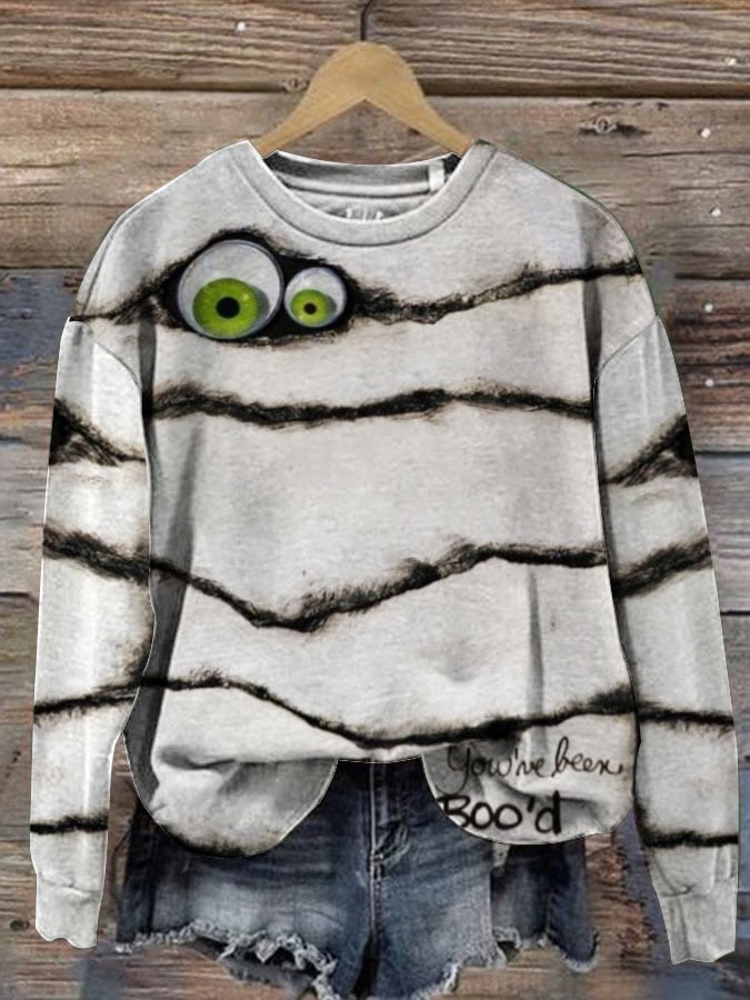 Halloween Peek Monster Women's Halloween Print Long Sleeve Sweatshirt