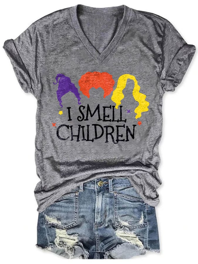 Women's Casual I Smell Children Print Short Sleeve T-Shirt