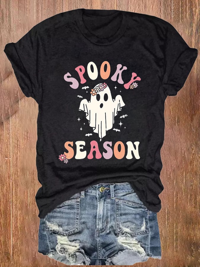 Women's Spooky Season Print Casual T-Shirt