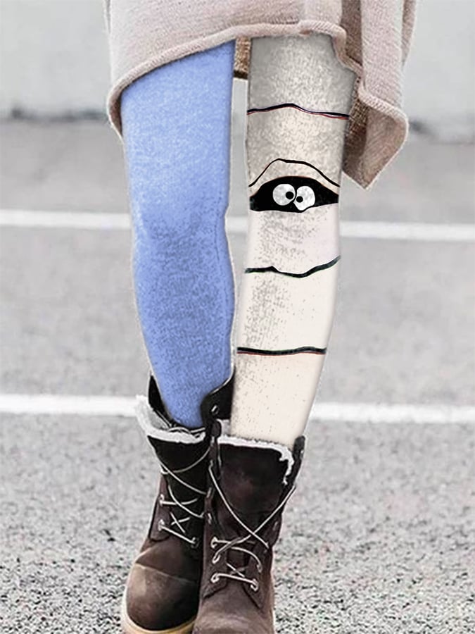 Fashion Halloween Peek Monster Print Leggings