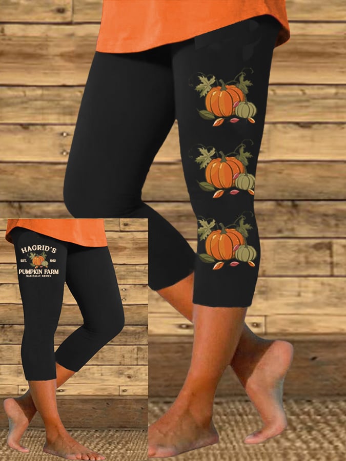 Women's Hagrid’s Pumpkin Patch Printed Casual Leggings