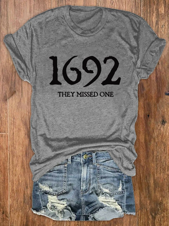 Women's 1692 They Missed One Salem Witch Print Crew Neck T-Shirt