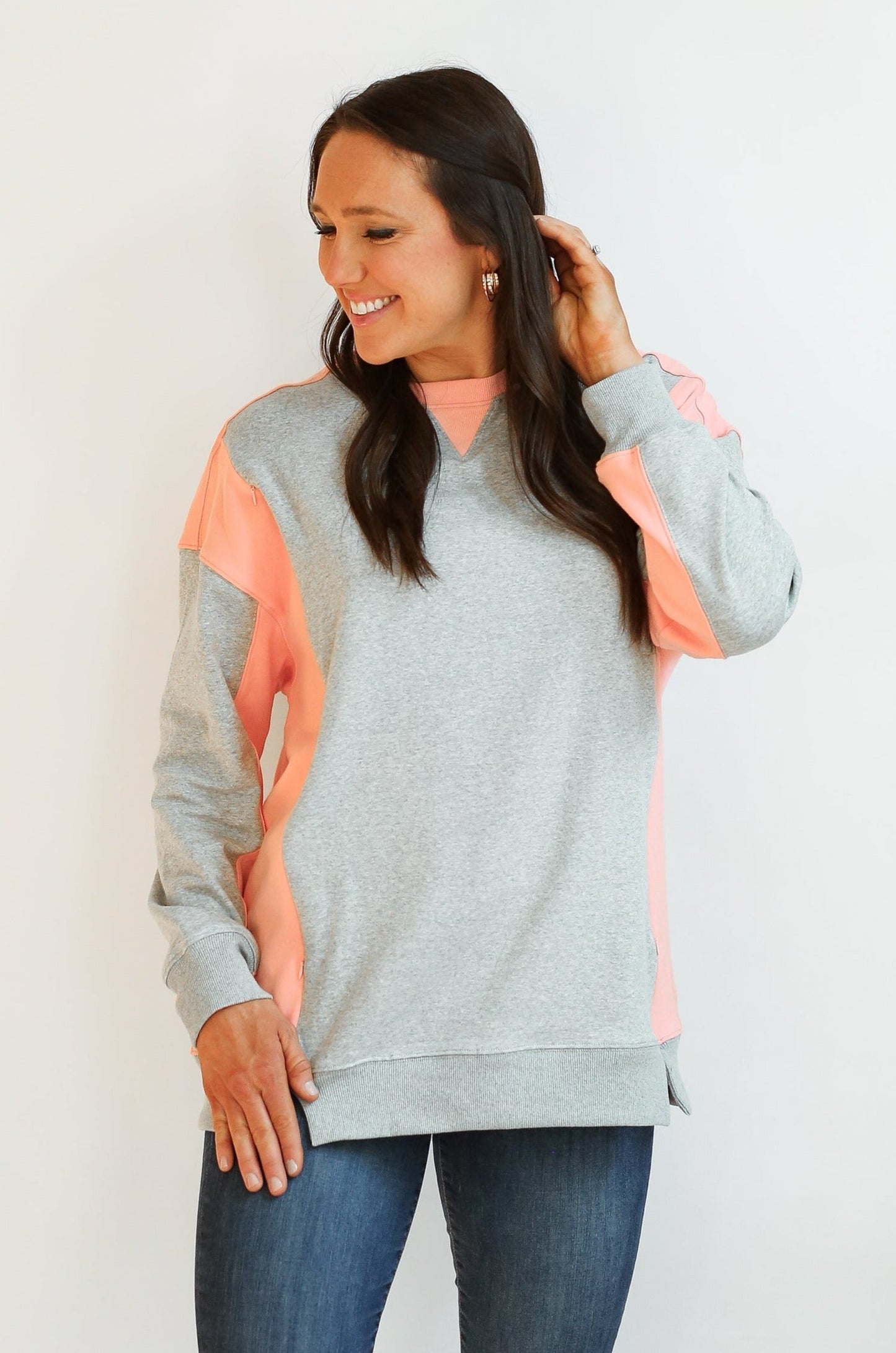 Colorblock Nursing Lightweight Sweatshirt