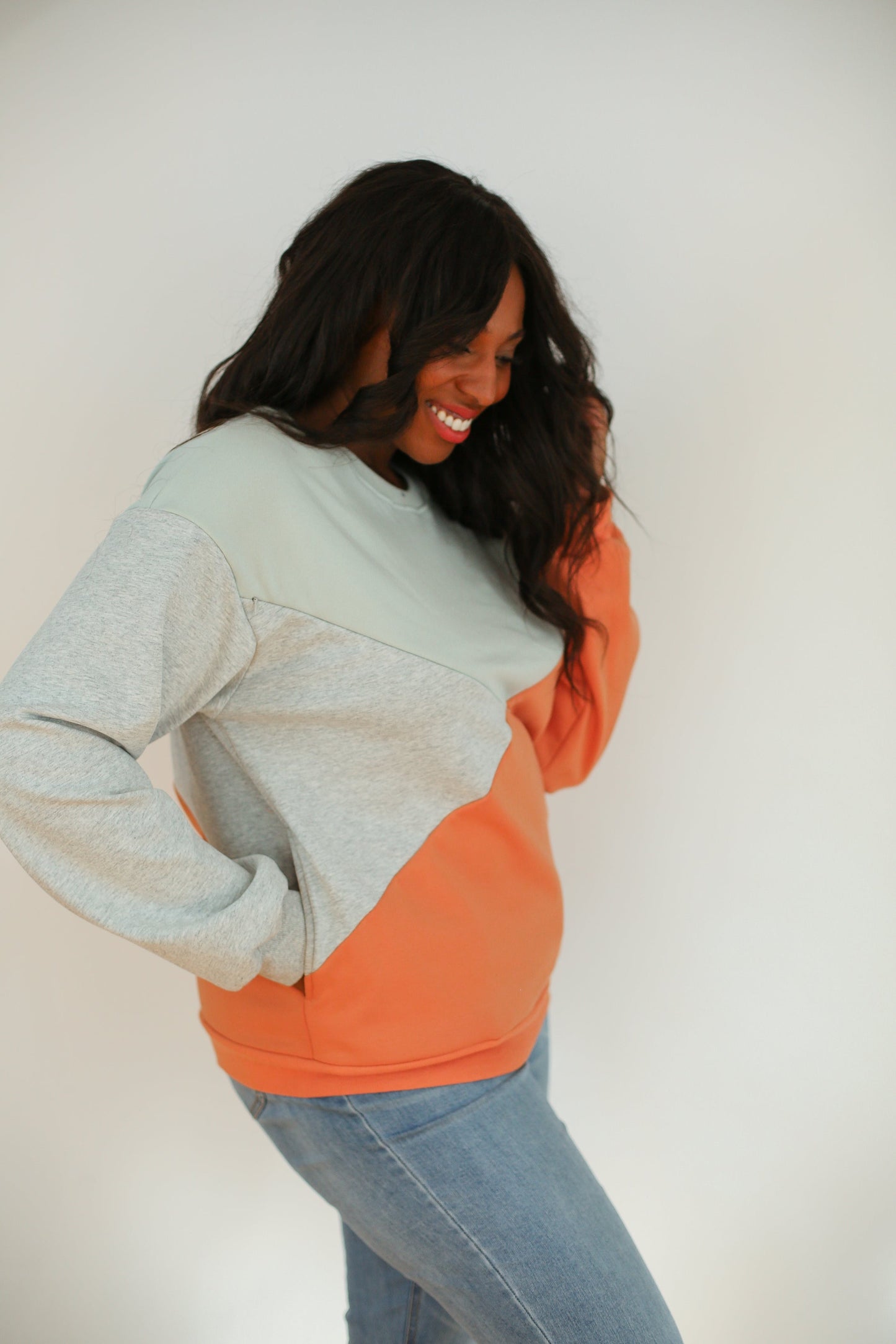 Velour Interior Diagonal Zip Breastfeeding Sweatshirt