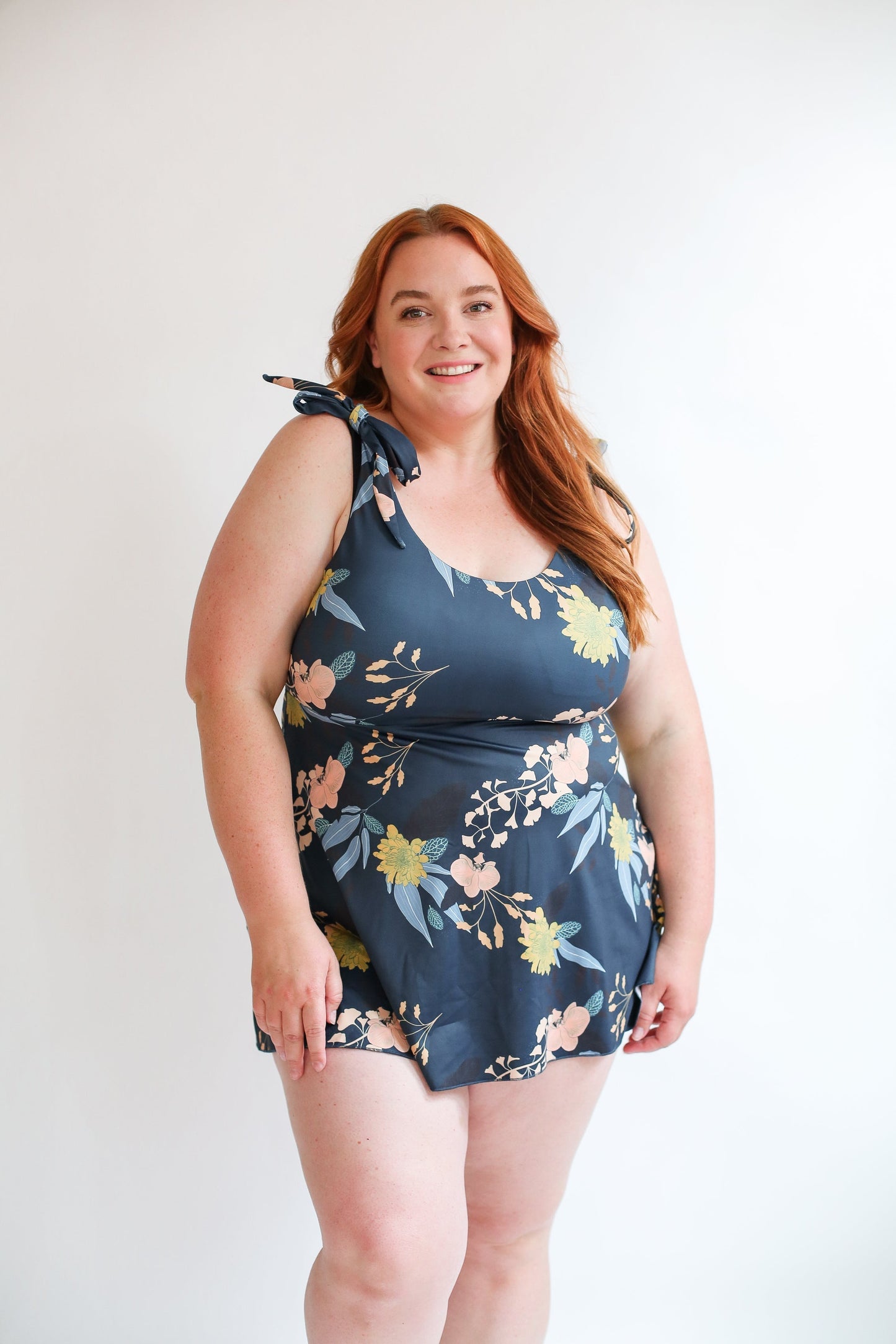 FINAL SALE - Tankini Tie Shoulder Breastfeeding Swimsuit Top - Teal Floral