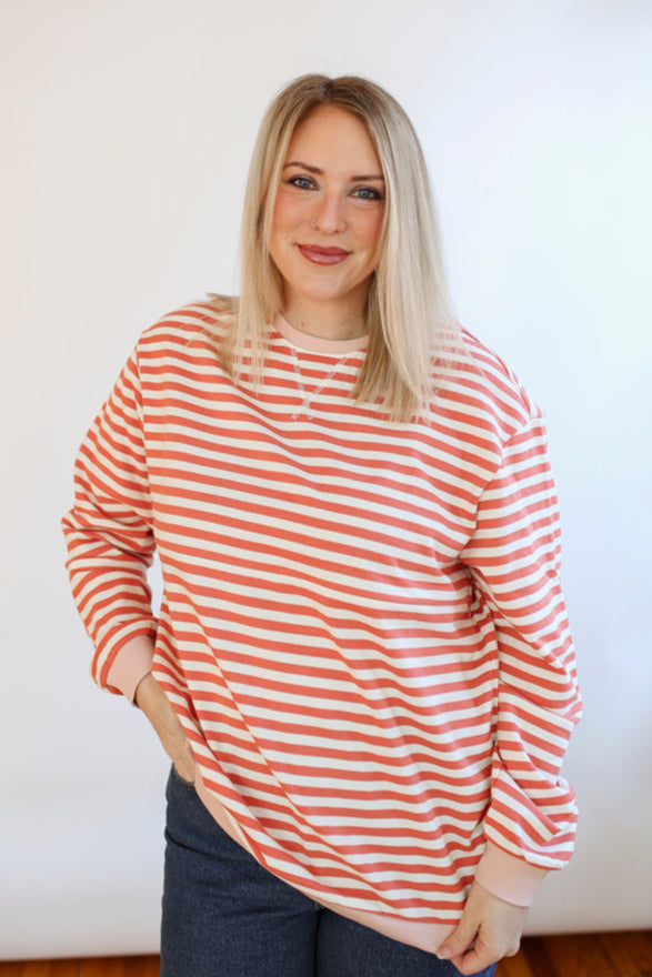 Relaxed Fit Freestyle Stripe Breastfeeding Sweatshirt