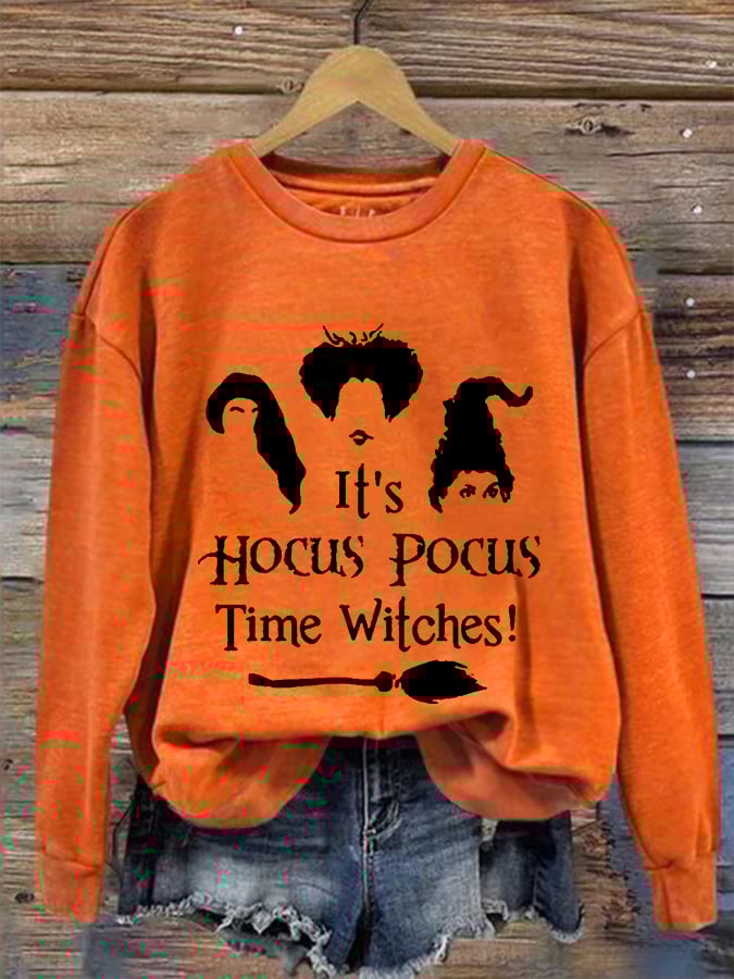 Women's It's Hocus Pocus Time Witches Halloween Casual Sweatshirt