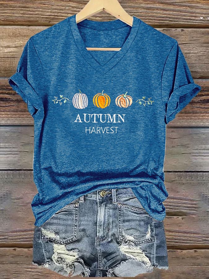 Women'S Pumpkin Print Casual T-Shirt