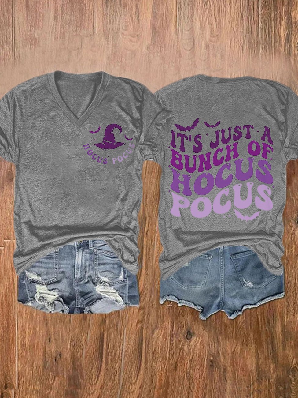 Women's It's Just A Bunch Of Hocus Pocus Halloween Print Casual T-Shirt