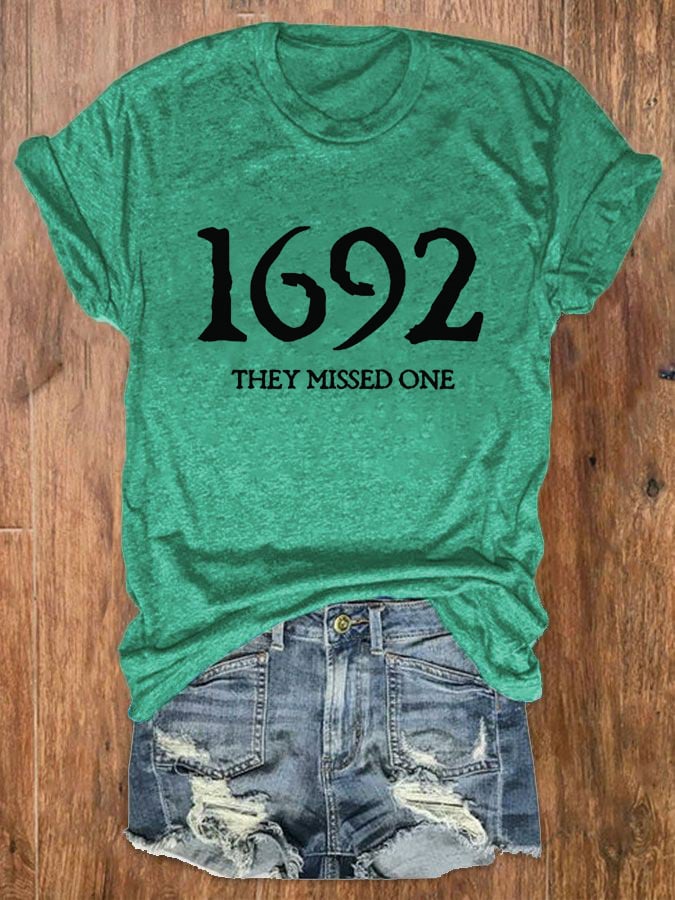 Women's 1692 They Missed One Salem Witch Print Crew Neck T-Shirt