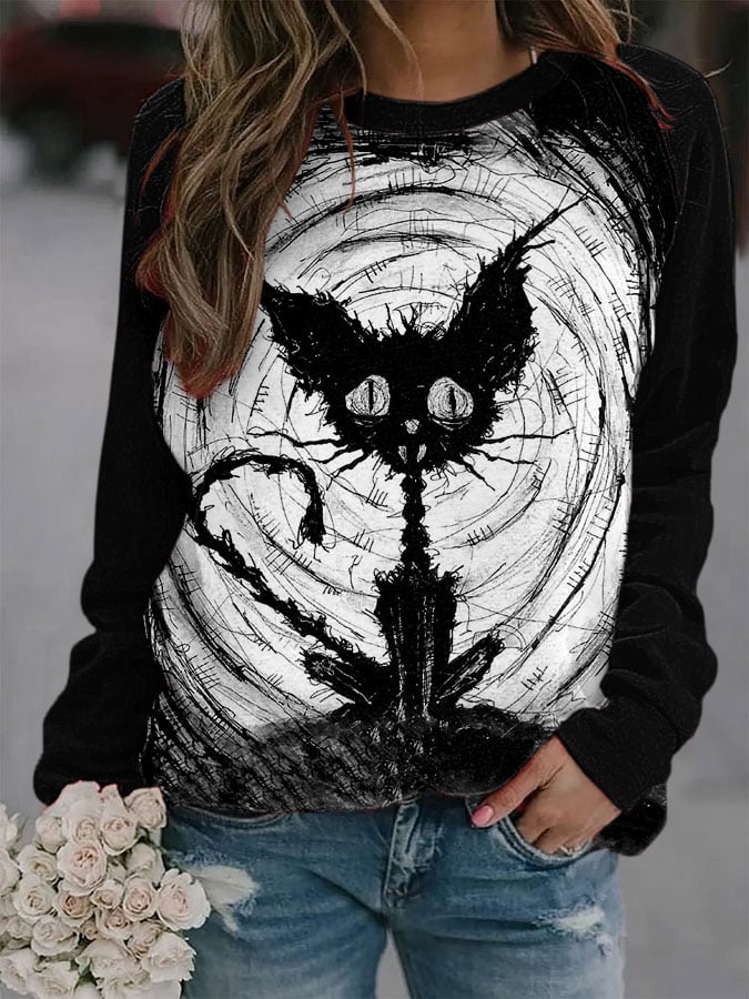 Women's Black Cat Sweatshirt