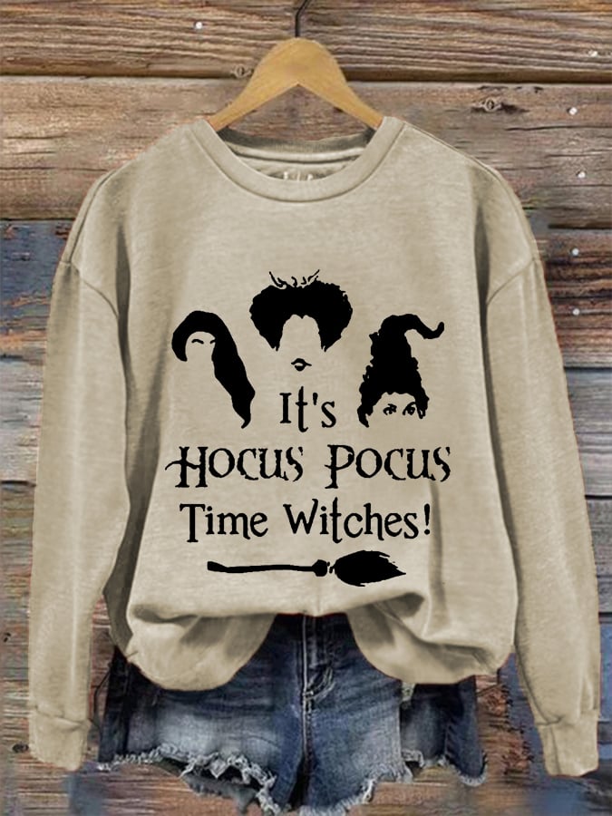 Women's It's Hocus Pocus Time Witches Halloween Casual Sweatshirt