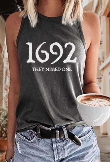 Women's 1692 They Missed One Salem Witch Print Sleeveless T-Shirt