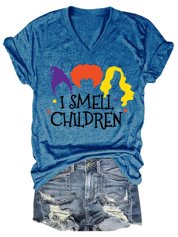 Women's Casual I Smell Children Print Short Sleeve T-Shirt