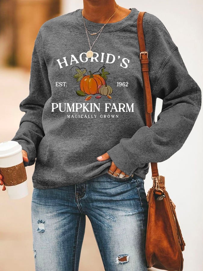 Women's  Hagrid’s Pumpkin Patch Print Sweatshirt