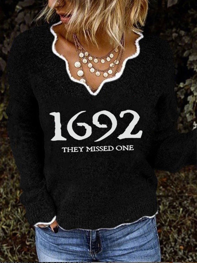 Women's 1692 They Missed One Salem Witch Print Sweater