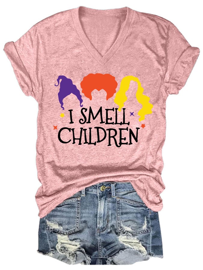 Women's Casual I Smell Children Print Short Sleeve T-Shirt