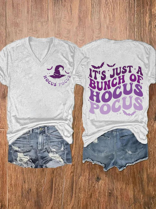 Women's It's Just A Bunch Of Hocus Pocus Halloween Print Casual T-Shirt