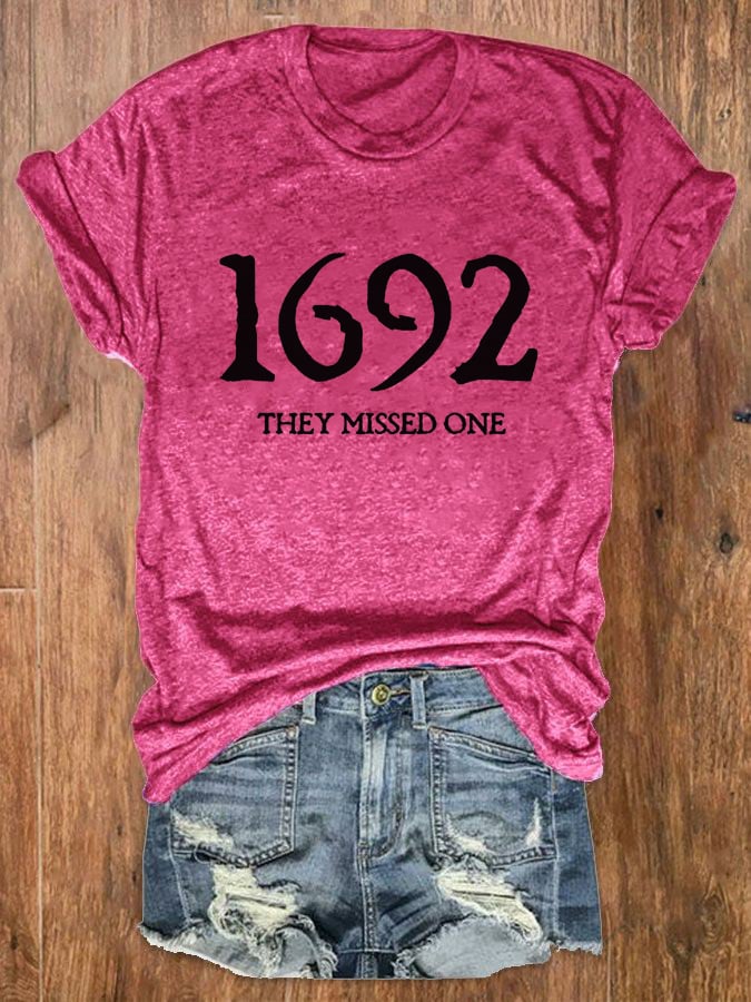 Women's 1692 They Missed One Salem Witch Print Crew Neck T-Shirt