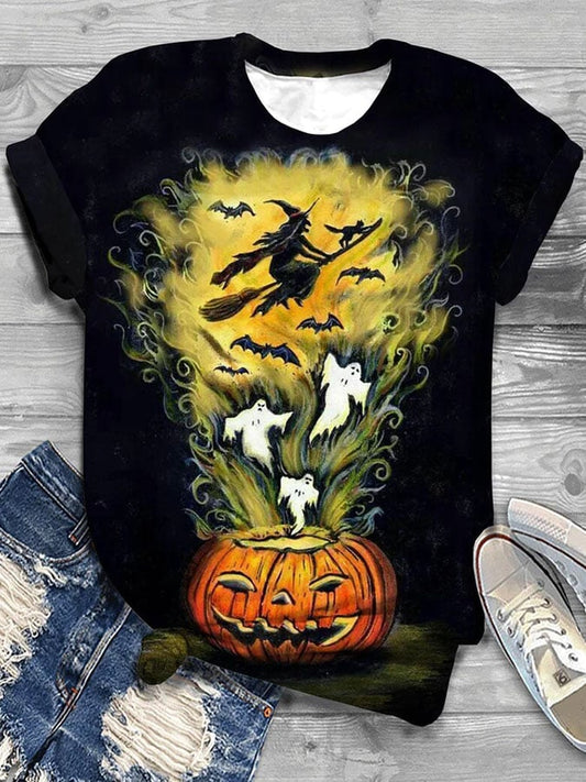 Halloween Ladies Print Short Sleeve T-Shirt