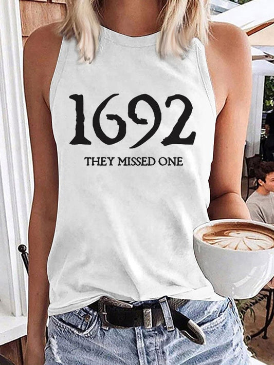 Women's 1692 They Missed One Salem Witch Print Sleeveless T-Shirt