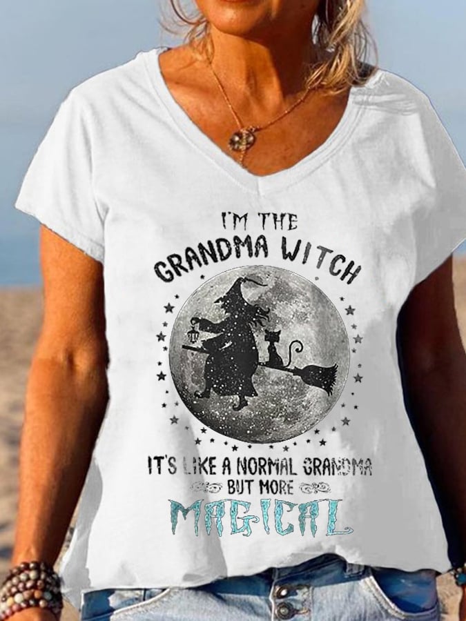 I'm The Grandma Witch Print Short Sleeve T-Shirt
