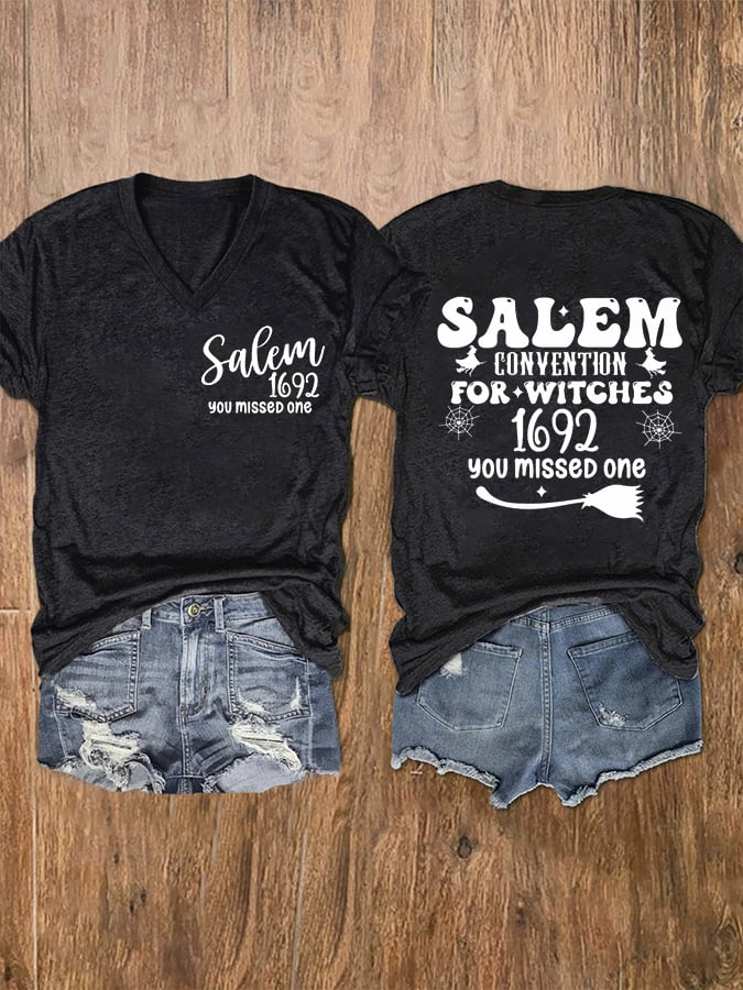Women's Salem 1692 They Missed One Print V-Neck T-Shirt