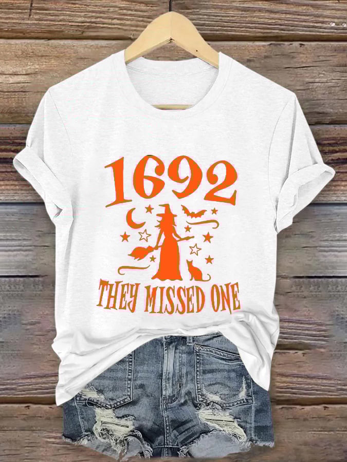 Women's 1692 They Missed One Salem Witch Halloween Casual Tee