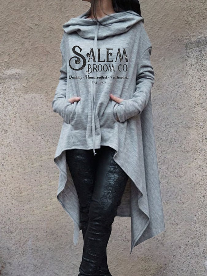 Fashion Print Irregular Long Sleeve Sweatshirt