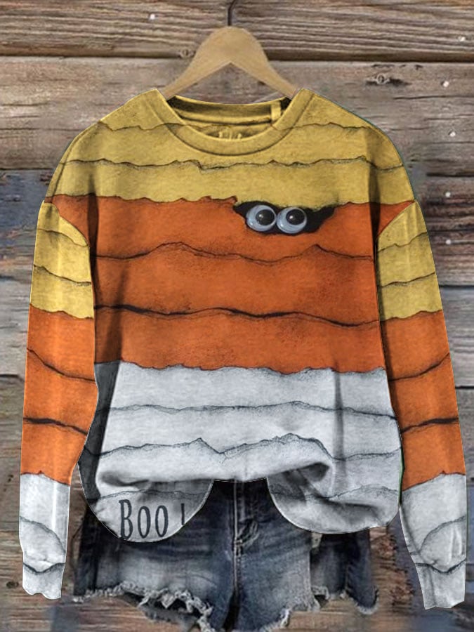 Halloween Peek Monster Women's Halloween Print Long Sleeve Sweatshirt